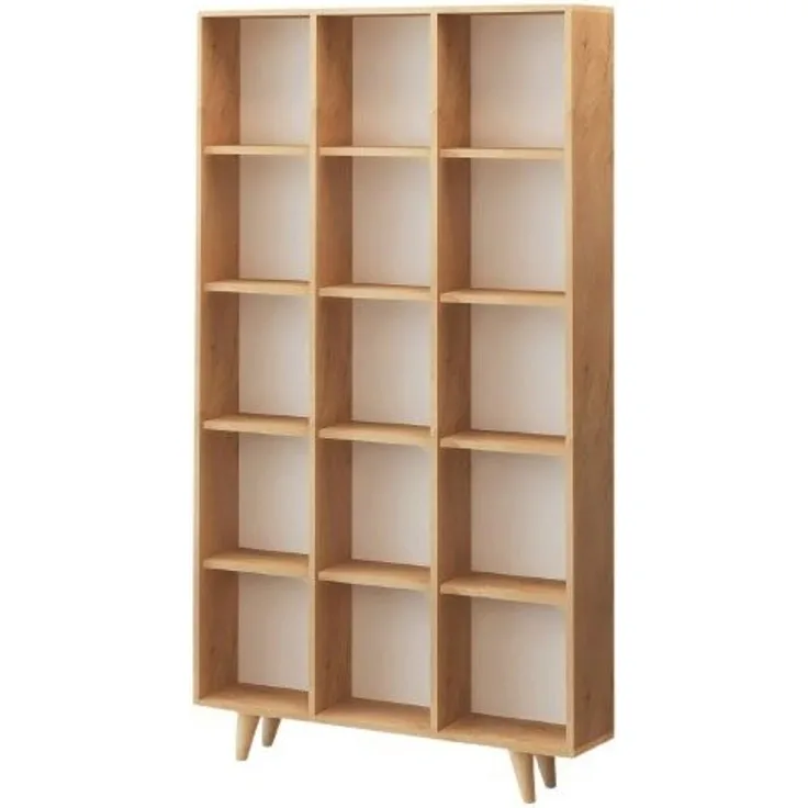 Calicosy 'ZIPA' Regal mit 15 Eichenholzdekor-Tabletts L100 cm - Helles Holz