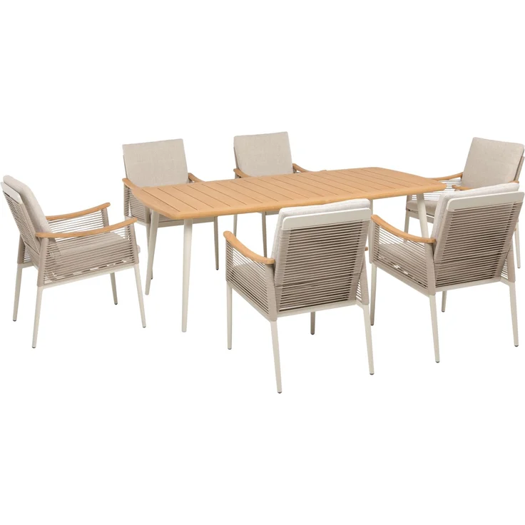 Garten-Sitzgruppe LIVIA - Kunststoff, Braun | Gartenmöbel-Set Gartengarnitur Garten-Essgruppe mit Stühlen und Esstisch – Bild 1