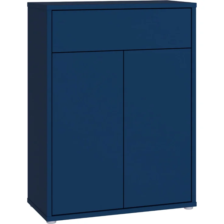 Forte Alice Springs Schuhschrank 70 80, modern-minimalistisch, 2-türig, 1 Schublade, Holzwerkstoff, Nachtblau, 74,5 cm breit x 99,1 cm hoch x 34,9 cm tief