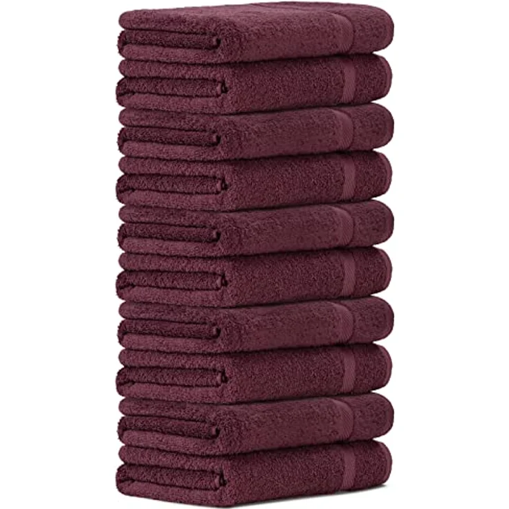 Luckytowel Duschtuch Set 70x140 cm, Oeko-TEX Badetücher aus 100% Baumwolle, 600 g/m², flauschig & saugstark, 10er Pack Bordeaux – Bild 1