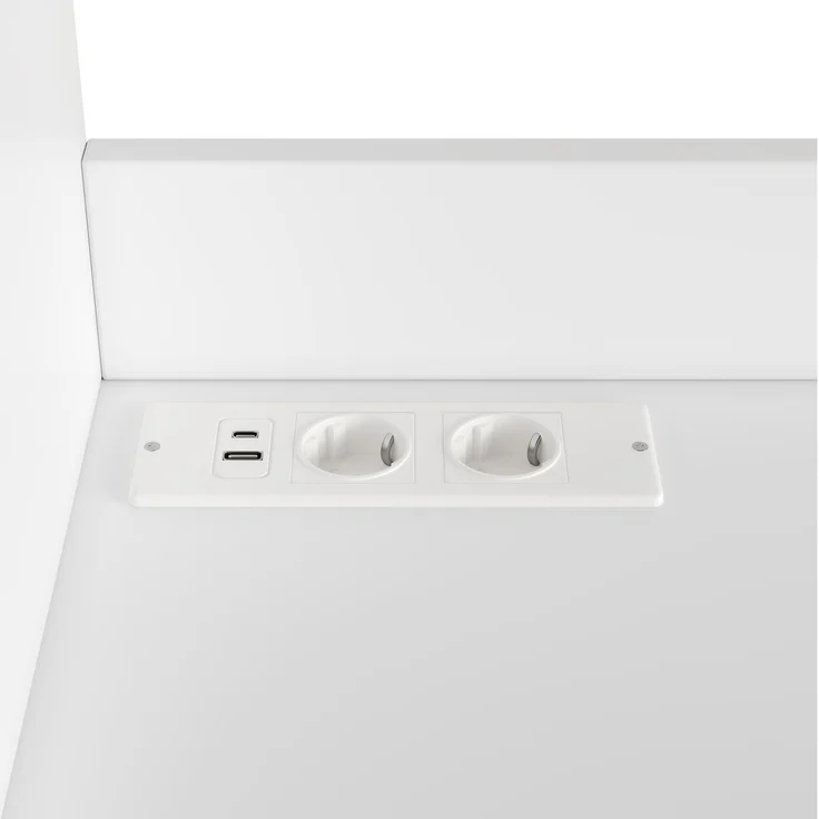 ZUBALIYA Buffetschrank 120 x 40 x 178 cm, mit Acrylglasfront, 2 Steckdosen, USB-A und USB-C, verstellbaren Einlegeböden, Weiß – Bild 13