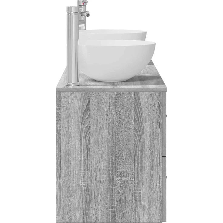 vidaXL Badezimmerschrank-Set 3 stk. Grau Sonoma 129 x 35 x 80 cm 3405792 – Bild 7