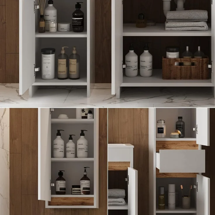 Badmöbel-Set Lemgo Weiß Hochglanz 5er-Set Vicco – Bild 5