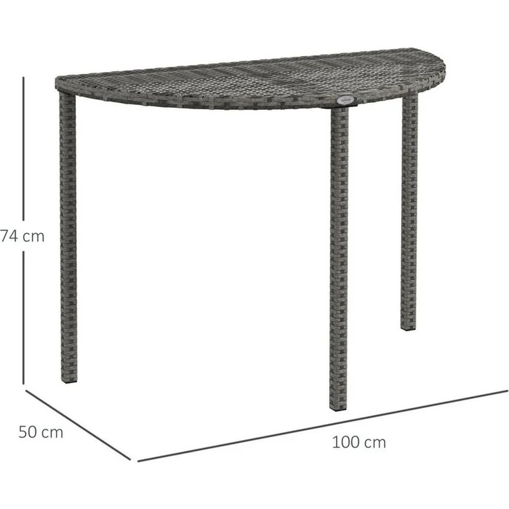 Outsunny Beistelltisch Balkontisch Garten Couchtisch (Tisch, 1-St, Balkontisch), Metall Grau 100 x 50 x 74 cm – Bild 2