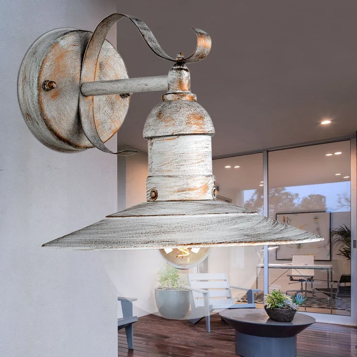 Wandleuchte, IP44, Landhausstil, weiß, gold, H 25,6cm – Bild 9