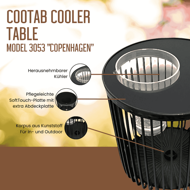 COOTAB Cooler Table COPENHAGEN 4-in-1 Loungetisch mit Acryl-Weinkühler – Bild 3