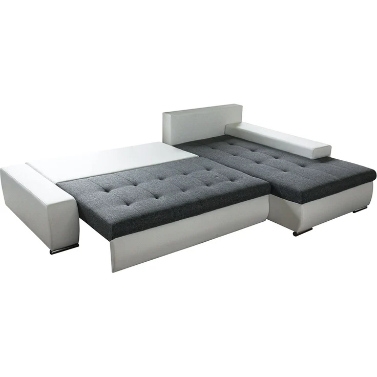 Ecksofa mit Schlaffunktion Faris - Couch mit Bettkasten, Big Sofa, Sofagarnitur, Couchgarniitur, Polsterecke (Schwarz + Grau (Madryt 1100 + Inari 91), Ecksofa Rechts) – Bild 3