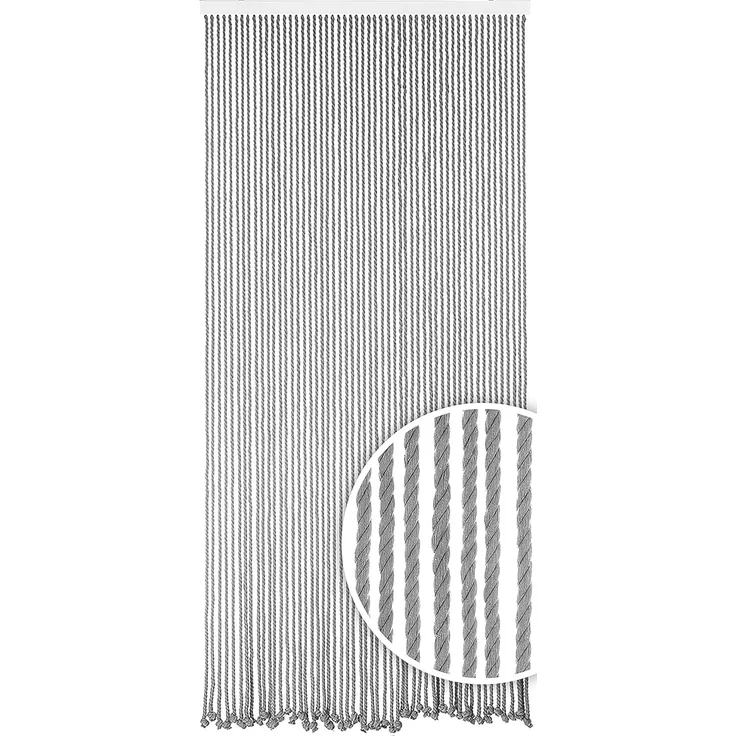 Kobolo Türvorhang Seilvorhang GREY 54 Stränge 90x200 cm, Ösen (1 St), transparent