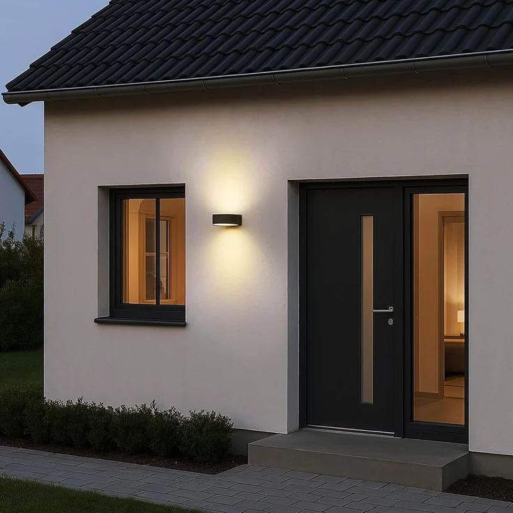 SSC-LUXon LED Außen-Wandleuchte LIMO Wandlampe außen Up & Down IP54 grau mit E27 LED 6W warmweiß 230V, Warmweiß – Bild 2