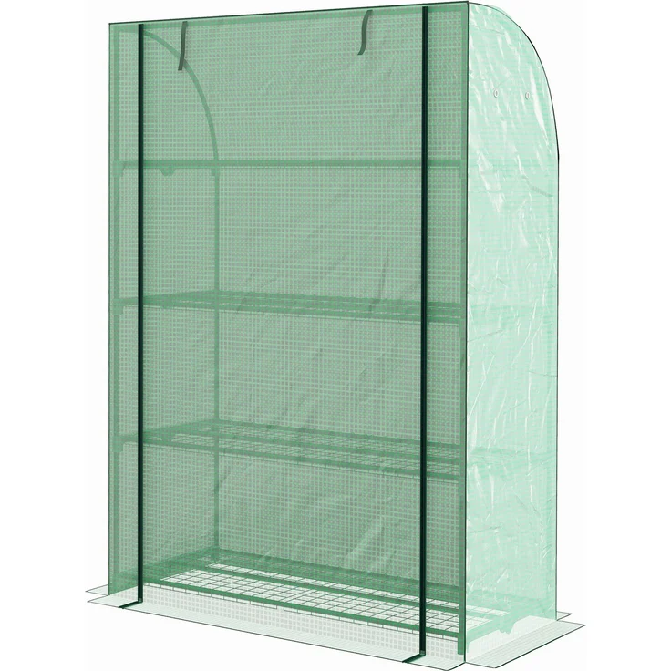 MELAYR, 4-stöckiges Mini-Gewächshaus mit verstärkter PE-Plane, Aufrollbare Tür und Regalböden, 120 x 50 x 170 cm, Grün – Bild 2