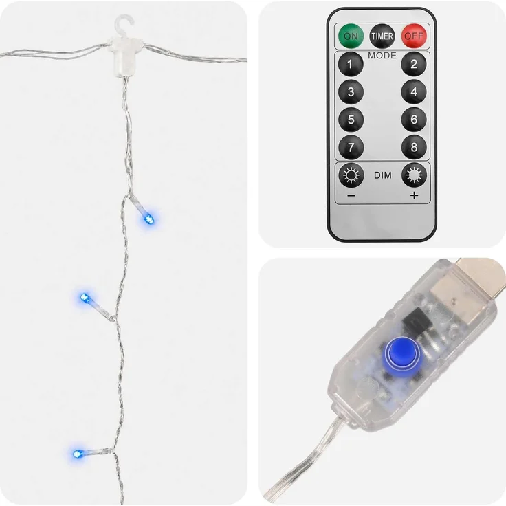 vidaXL Lichtervorhang 300 LEDs Blau 300 x 300 cm 42053489 – Bild 4