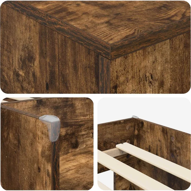 vidaXL Loft Bettgestell mit Schrank mit Tür 3 pcs Geräucherte Eiche 3423370 – Bild 6