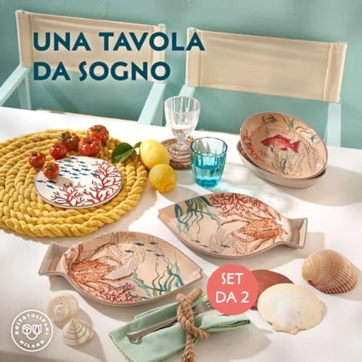 Rose&Tulipani Rose&Tulipani Sea Life 2er Set Teller 33 x 23 cm R133201PEM – Bild 5