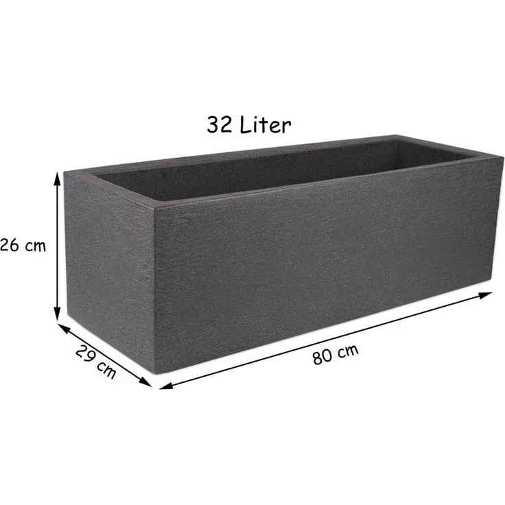 BigDean Pflanzkübel 39x39 cm groß - Granitstein-Optik in Anthrazit - Für Außen, frostsicher & wasserdicht - XXL Pflanztopf, Blumenkübel, Blumentopf für Terrasse & Balkon – Bild 2