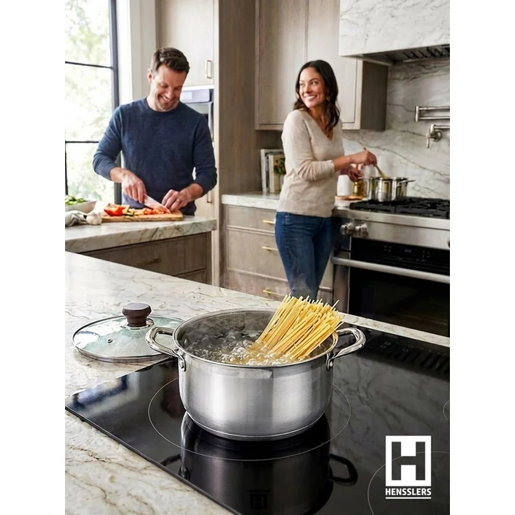 HENSSLERS Kochtopf HENSSLERS Topf-Set - inkl. HENSSLERS Abgießhilfe, Edelstahl (Set, 3-tlg) – Bild 2