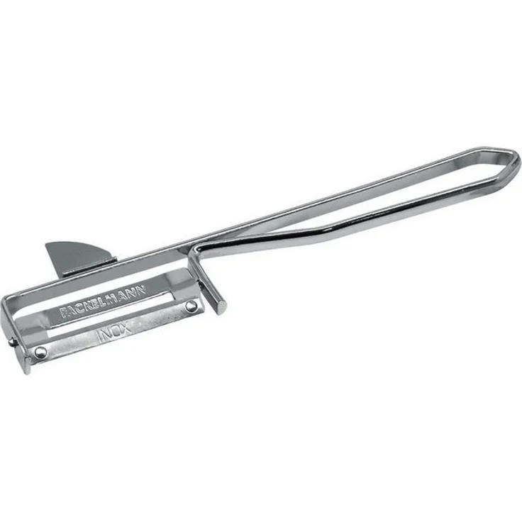 Fackelmann Universalschäler, Spargelschäler aus Edelstahl, Sparschäler für Obst und Gemüse (Farbe: Silber), Menge: 1 Stück – Bild 2
