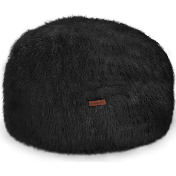 Green Bean® runder Sitzpouf Felloptik in 3 Farben - Sitzhocker mit Füllung - Maße 45 x 25 cm - perfekte Ergänzung zum Sitzsack - Sitzwürfel Sitzkissen Hocker Sitzhocker Schwarz – Bild 1