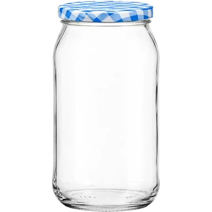 hocz 12x Einmachgläser 900 ml | mit Deckel Blau Kariert TO 82 | leere Gläser mit Schraubdeckel zum befüllen | Sturzgläser, Schraubgläser, Marmeladengläser Set | 12 Stück – Bild 4