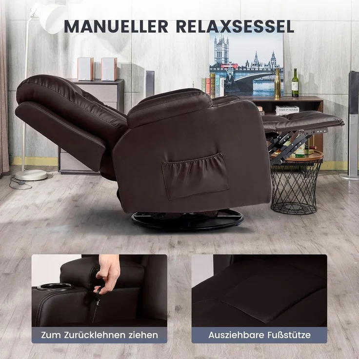COMHOMA Massagesessel Relaxsessel Fernsehsessel Aufstehhilfe für ältere Menschen, mit Relaxfunktion – Bild 7