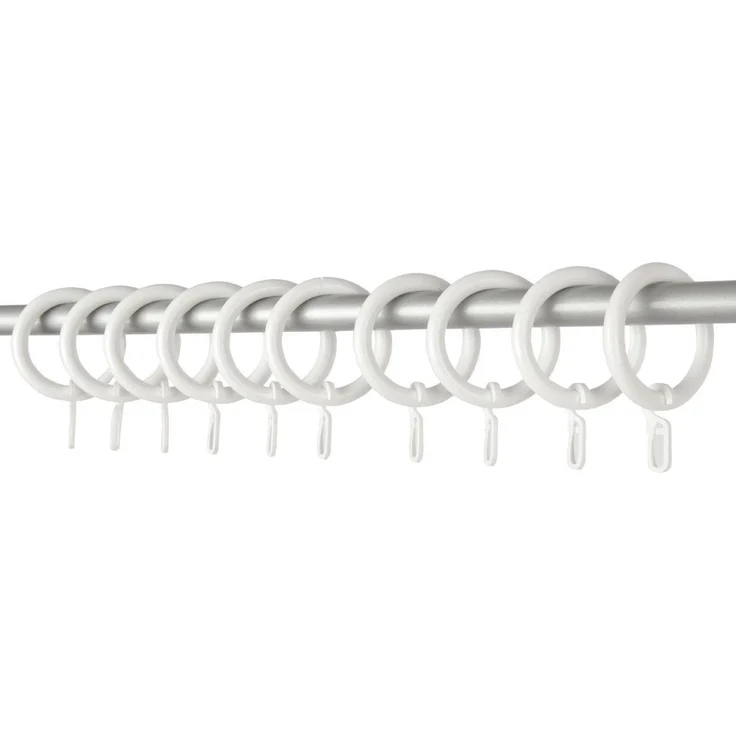 Bestlivings Gardinenstange, 1-läufig, Gardinenring - weiß - Ø40mm, Gardinenring (silber) Ø40mm , Gardinenringe Ø40mm inkl. Faltenleghaken – Bild 2