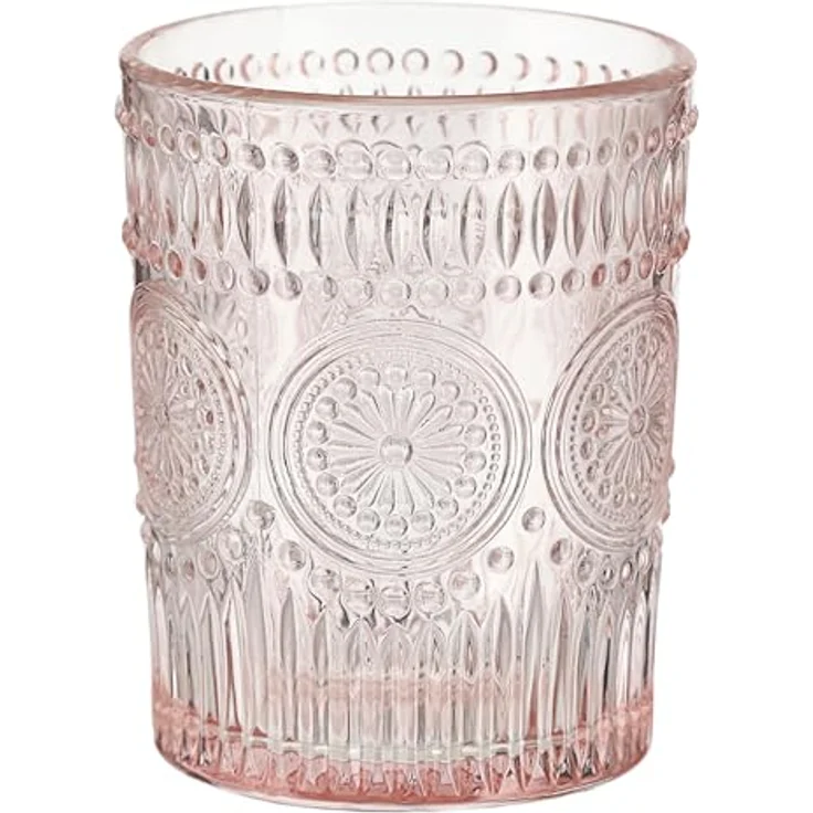 CEPEWA Glas Trinkglas 6er Set 'Mandala' Ø8x10cm 300ml Glas rosa grün orange – Bild 4
