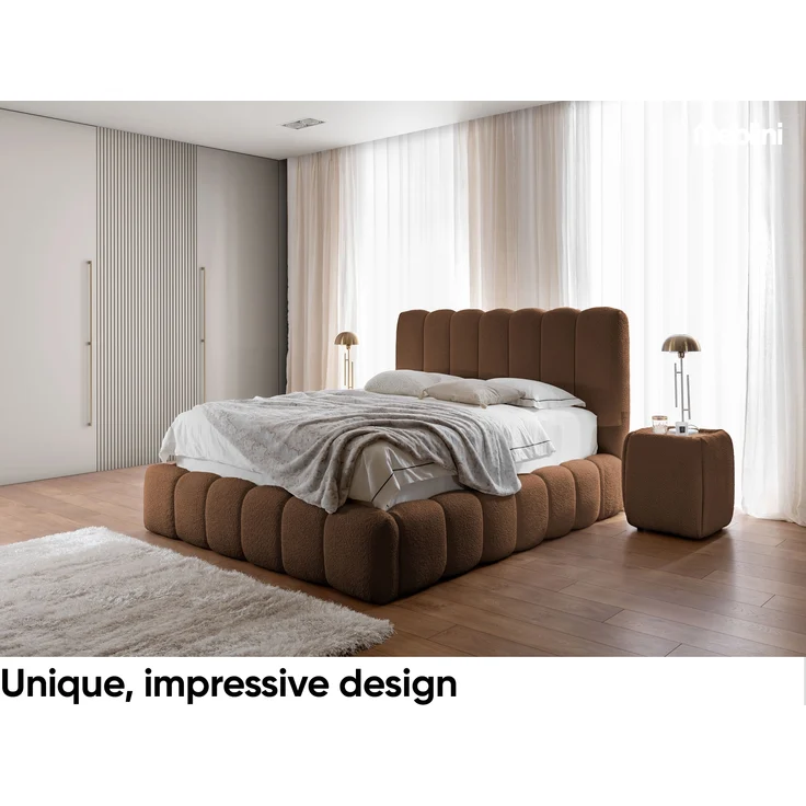 MEBLINI Polsterbett 120x200 mit Lattenrost ohne Matratze - CARLOS - Braun Boucle - Bubble Bett - Cloud Bett - Marshmallow Bed - Kopfteil Bett mit Stauraum – Bild 2