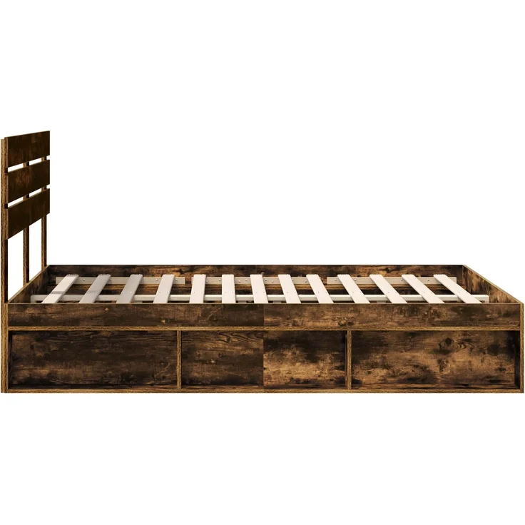 vidaXL Bettrahmen Geräucherte Eiche 150 x 200 cm Massives Kiefernholz 3411403 – Bild 7