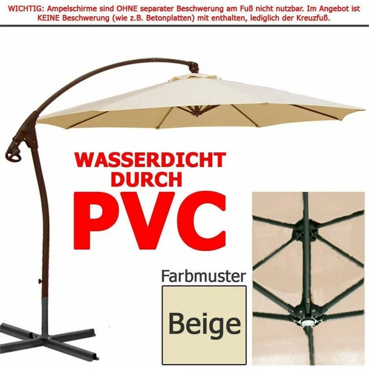 habeig Ampelschirm WASSERDICHT Ampelschirm 3m Marktschirm PVC Schirm 300cm Sonnenschirm, 100% Wasserdicht – Bild 5
