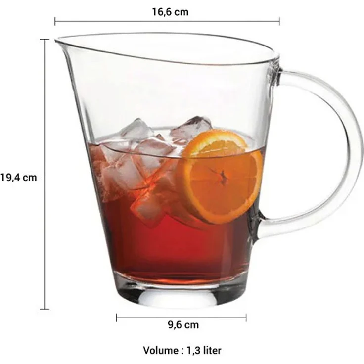 Karaffe mit Griff aus Glas, 1,3 Liter, 20x16 cm Transparent Glaskaraffe Rot – Bild 3