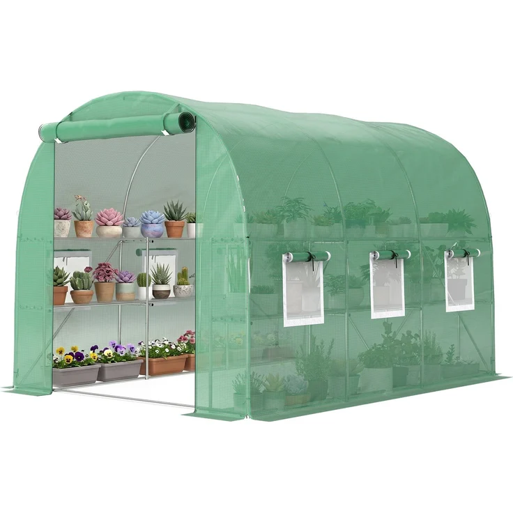 MELAYR, Gewächshaus für den Außenbereich, 2,8 x 2 x 1,9 m, mit Regalen, Grün – Bild 2
