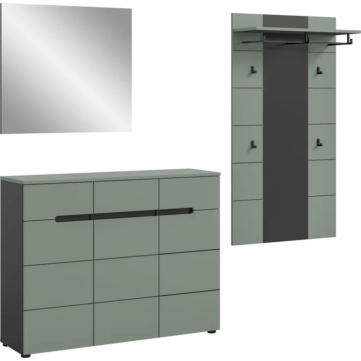 Garderobenkombination (B/H/T: 215x190x37 cm) in Smoke Green Nachbildung – Bild 1