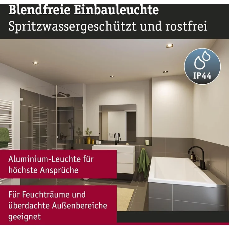 Paulmann 93127 LED Cole Coin Einbauleuchte eckig 2700K Schwarz 3-Step-Dim IP44 – Bild 4