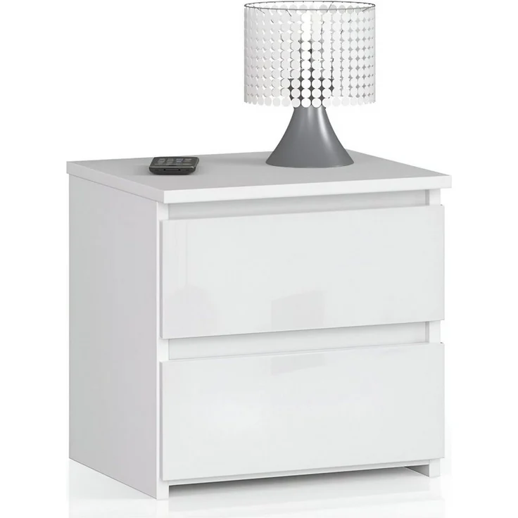 Home Collective Kommode 40 cm breit Holz Highboard Sideboard für Flur Schlafzimmer Wohnzimmer (Mehrzweckschrank Schrank schmal Kommode Schlafzimmer mit Schubladen), mit zwei Schublade 40 cm hoch viel Stauraum, weiß Hochglanz – Bild 5