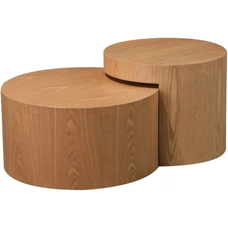 Bronx71 Couchtisch Set Ontario Ø55 / Ø80 cm Eiche hell – Bild 1
