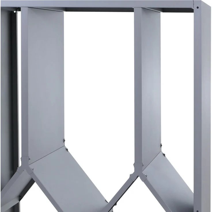 Brennholzlager HWC-P76, Kamin-/Feuerholzregal Holzlager Holzunterstand Outdoor Metall 160x95x50cm ~ grau – Bild 6