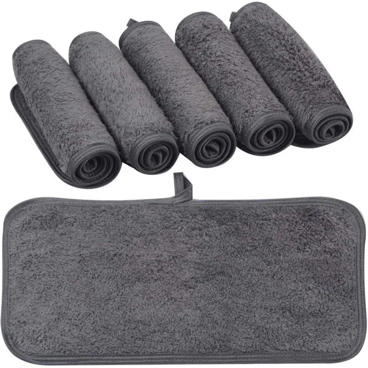 KinHwa Frottee 6er Pack Mikrofaser Waschlappen Grau 15x30cm