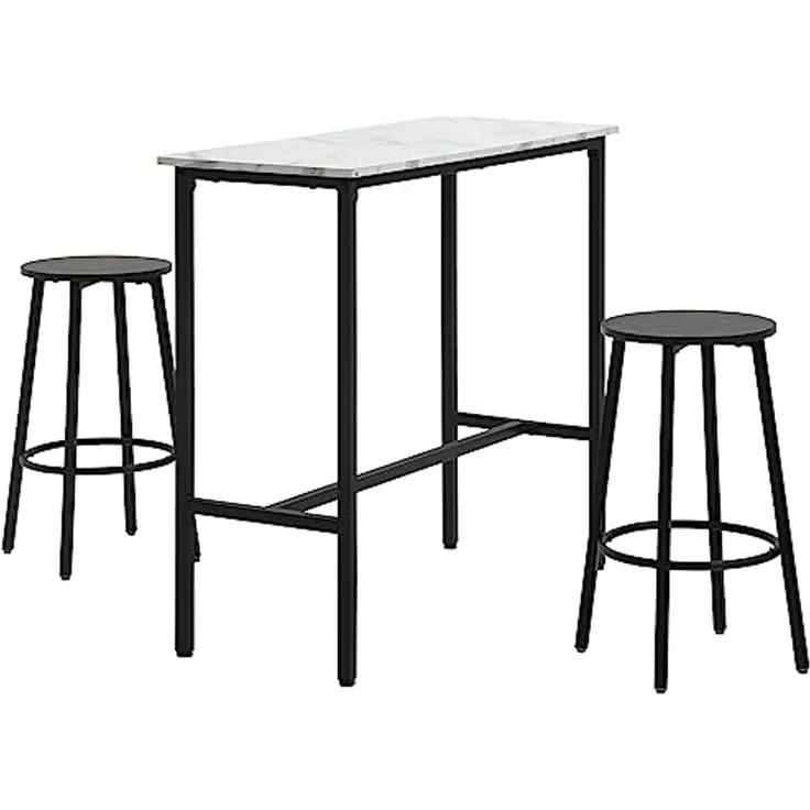 HOMCOM Bargruppe Bartisch mit Barhocker Set, 3-teiliges Bartisch Set für Esszimmer, (3-tlg)