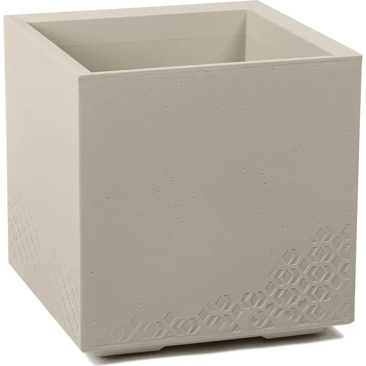 LAMELA Pflanzkübel mit Rollen 40 cm, 36L – Blumentopf aus Kunststoff in Betonoptik – Übertopf mit Wasserablauf – Modern für Innen & Außen - Wetterfest & Pflegeleicht, Beige – Bild 1