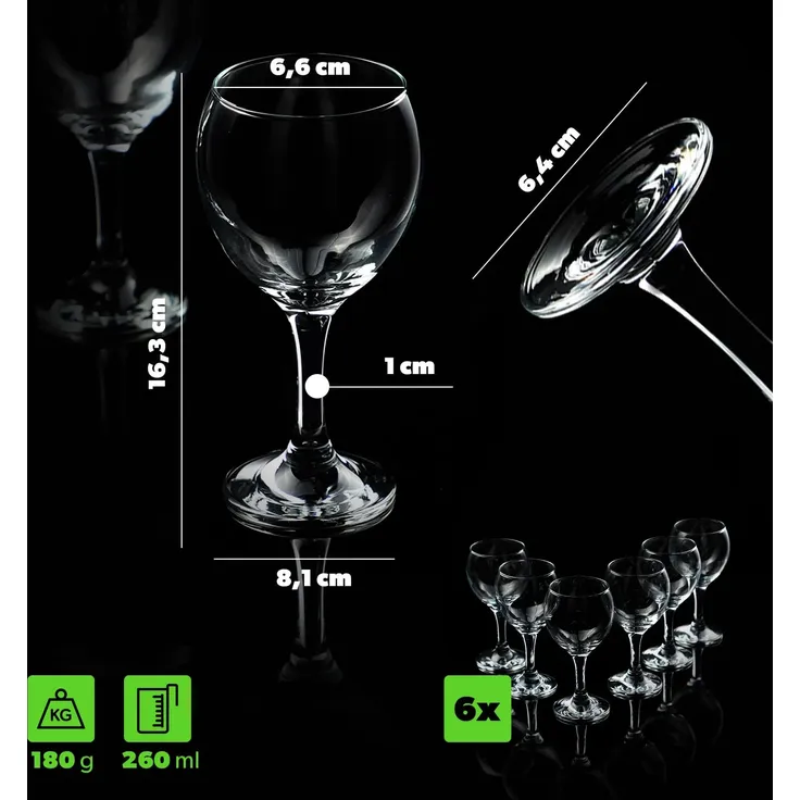 KADAX Wein-Wasser-Gläser, 6-teilig, 260 ml, Gläser-Set – Bild 2
