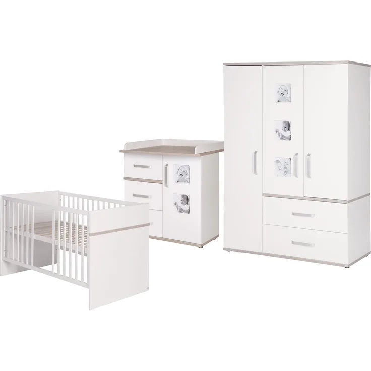 roba Kindermöbelset 'Moritz' - 3-teilig - Kinderbett 70 x 140 cm - Wickelkommode - Schrank - Weiß