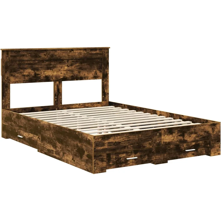 vidaXL Bettrahmen Geräucherte Eiche 150 x 200 cm Holzwerkstoff 3409977 – Bild 3