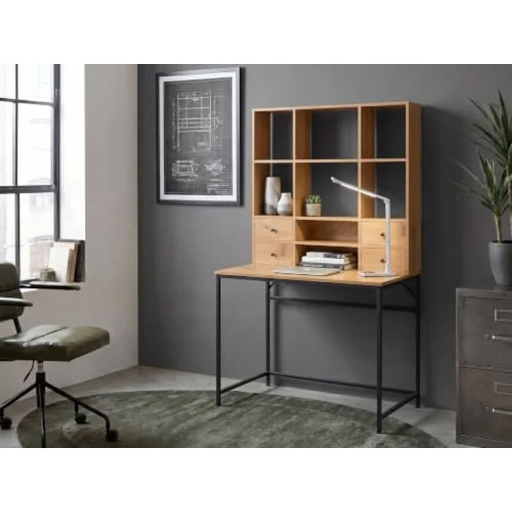Schreibtisch TAVRA Hellbraun 105 cm 60 cm mit Fächern mit Schubladen – Bild 2