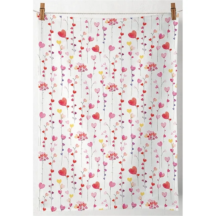 Ambiente® Geschirrtuch Hearts garlands, (2-tlg, 2-teilig), Geschirrtücher ca. 50x70cm Baumwolle
