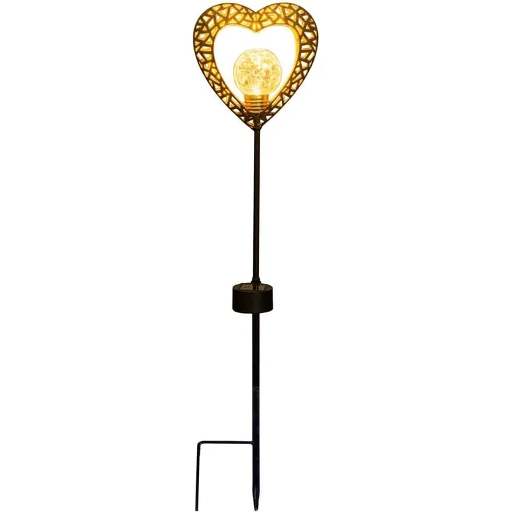 näve LED Solarleuchte Herz, LED fest integriert, Warmweiß, 2er Set, Erdspieß, Höhe: 59cm, LED warmweiß, inkl. Akku – Bild 2