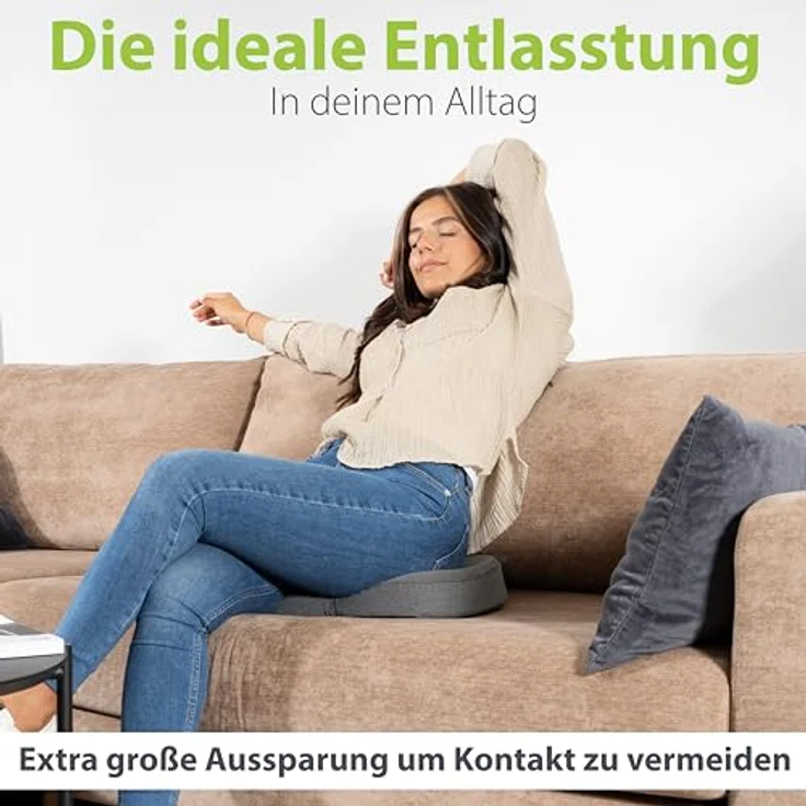 feela.® Orthopädischer Sitzring, Hämorrhoiden Sitzkissen mit Kühlgel-Kern, 3 Härtegrade, Medium, druckentlastend nach OP & Geburt – Bild 2