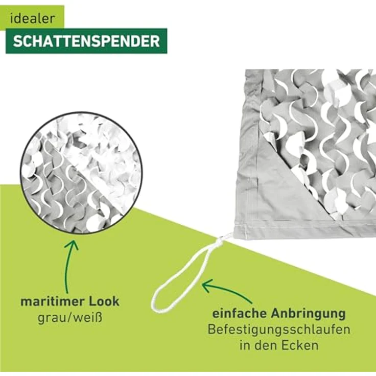 Windhager Beschattungsnetz COTE D´Azur - 3x4 Meter - Weiß/Grau - Sonnensegel, Sonnenschutz, Schattennetz, Schattierungsnetz - Terassenüberdachung - geeignet für Terasse, Balkon und Garten – Bild 4