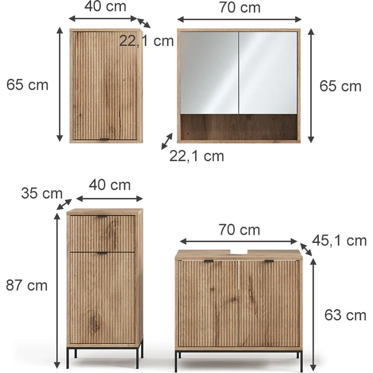Badmöbel-Set Eliza Viking Oak 4-teilig Vicco – Bild 3