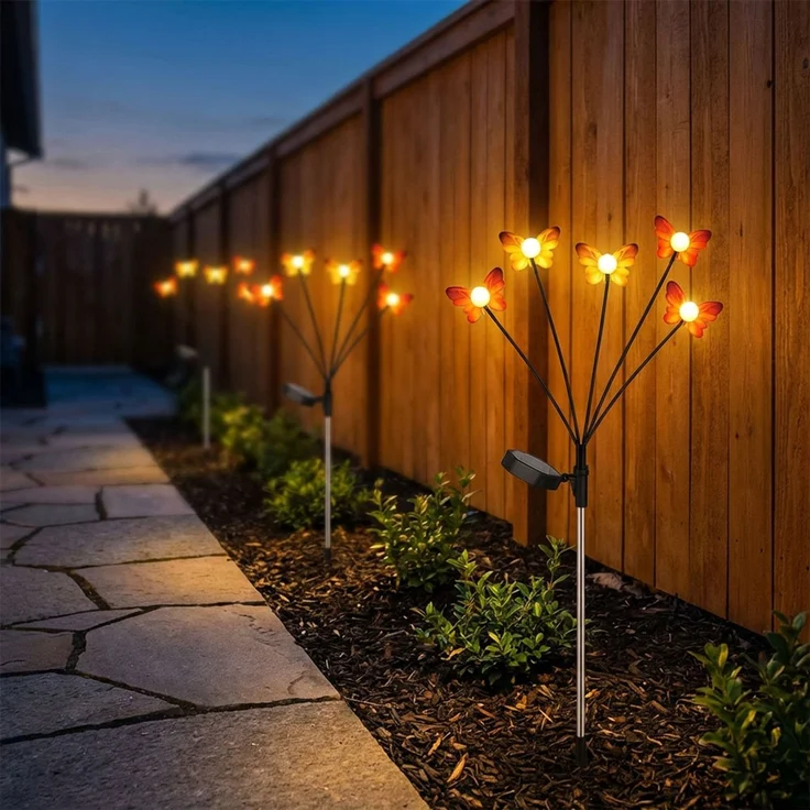 2x LED Solarleuchte, Stecklampe, Schmetterling, H 68 cm – Bild 4