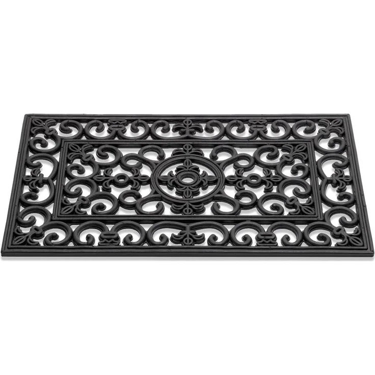 matches21 HOME & HOBBY Fußmatte Fussabtreter Gusseisen-Optik floral als Outdoor Gummi-Matte, rechteckig, Höhe: 12 mm, Wetterfeste 40x60 cm Aussen-Bereich Türmatte als Schmutzfangmatte – Bild 1