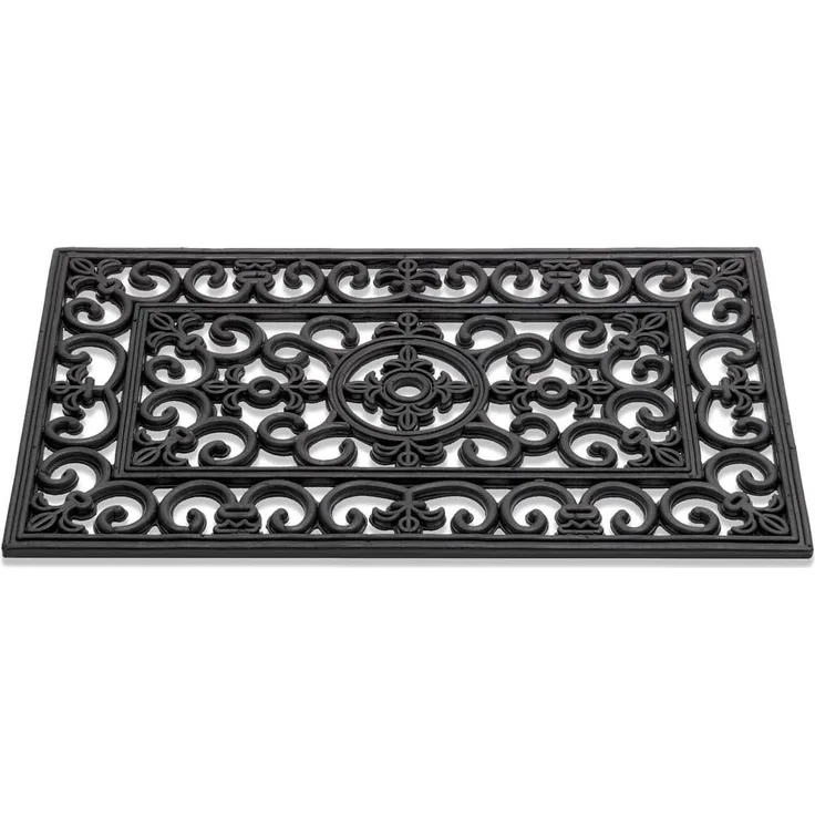 matches21 HOME & HOBBY Fußmatte Fussabtreter Gusseisen-Optik floral als Outdoor Gummi-Matte, rechteckig, Höhe: 12 mm, Wetterfeste 40x60 cm Aussen-Bereich Türmatte als Schmutzfangmatte